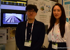 Gwang Hyeong Lee and Juyeon Kim with Ecos Enc from South Korea, showcase their precision agriculture platform for greenhouse.